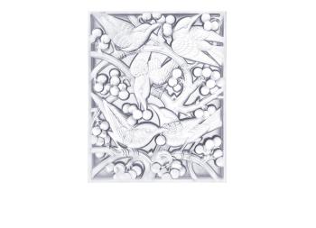 Panneau décoratif merles et raisins tête baissée en cristal incolore - Lalique